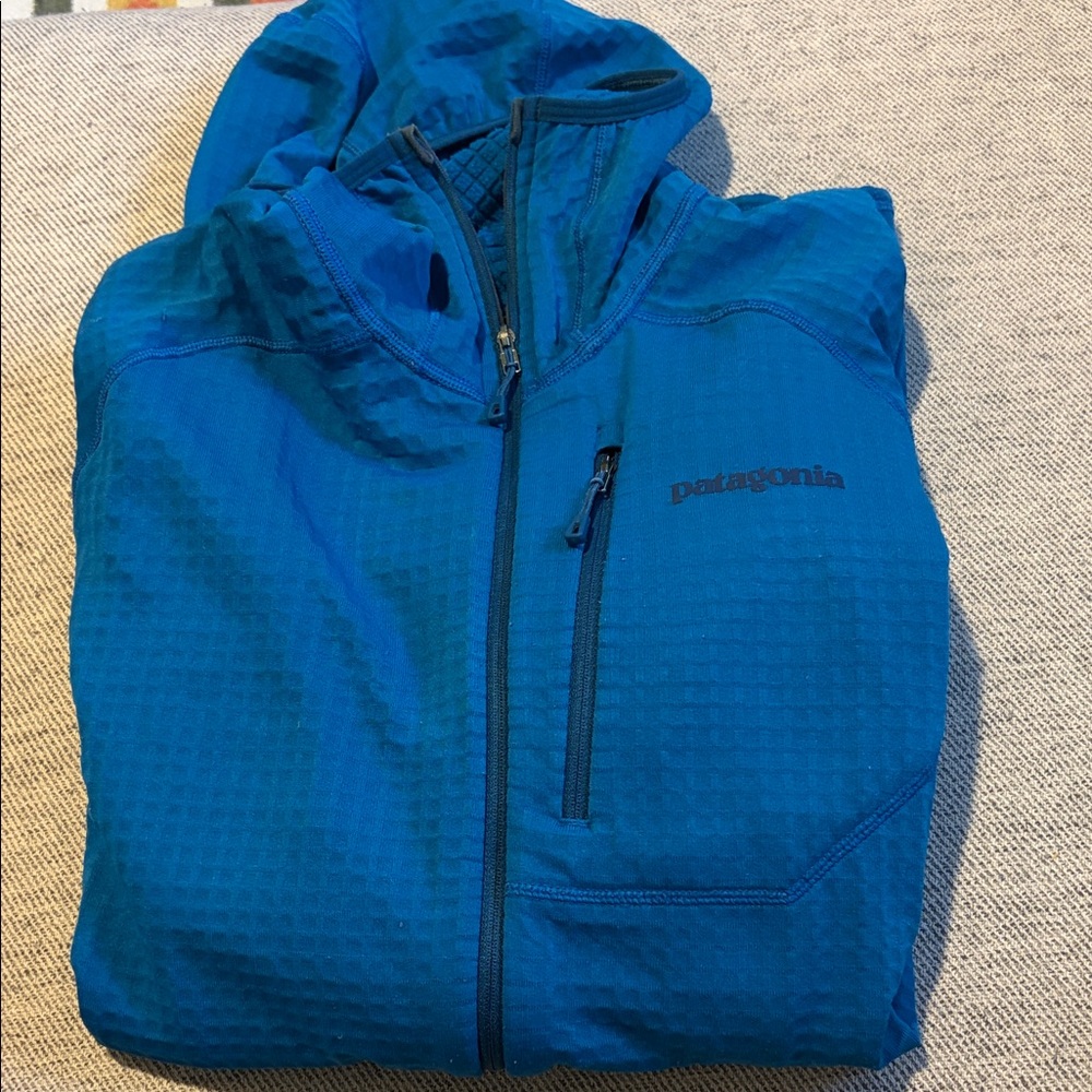 Patagonia Electric Blue Hooded Zip Jacket. Like new.